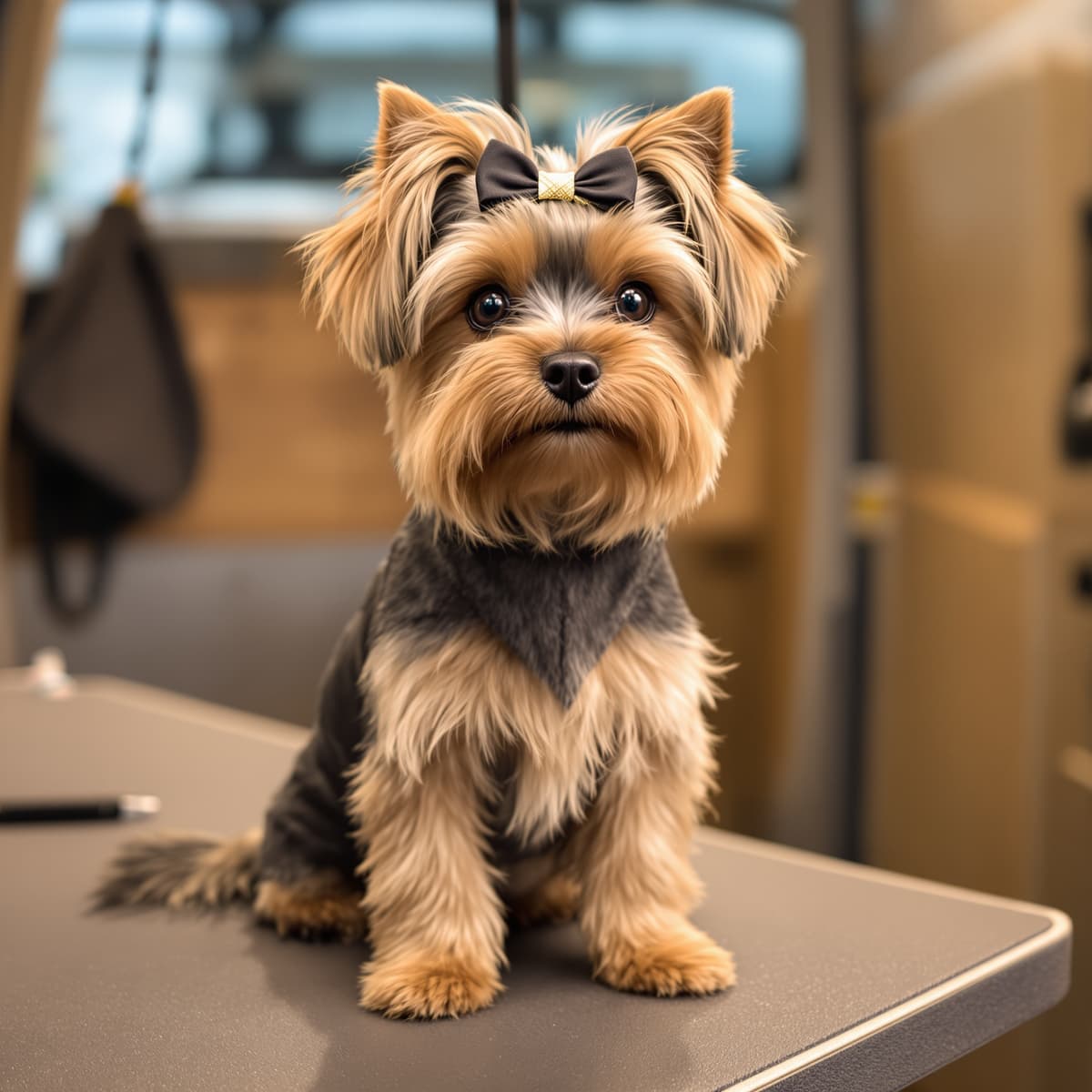 Perfectly groomed Yorkshire terrier